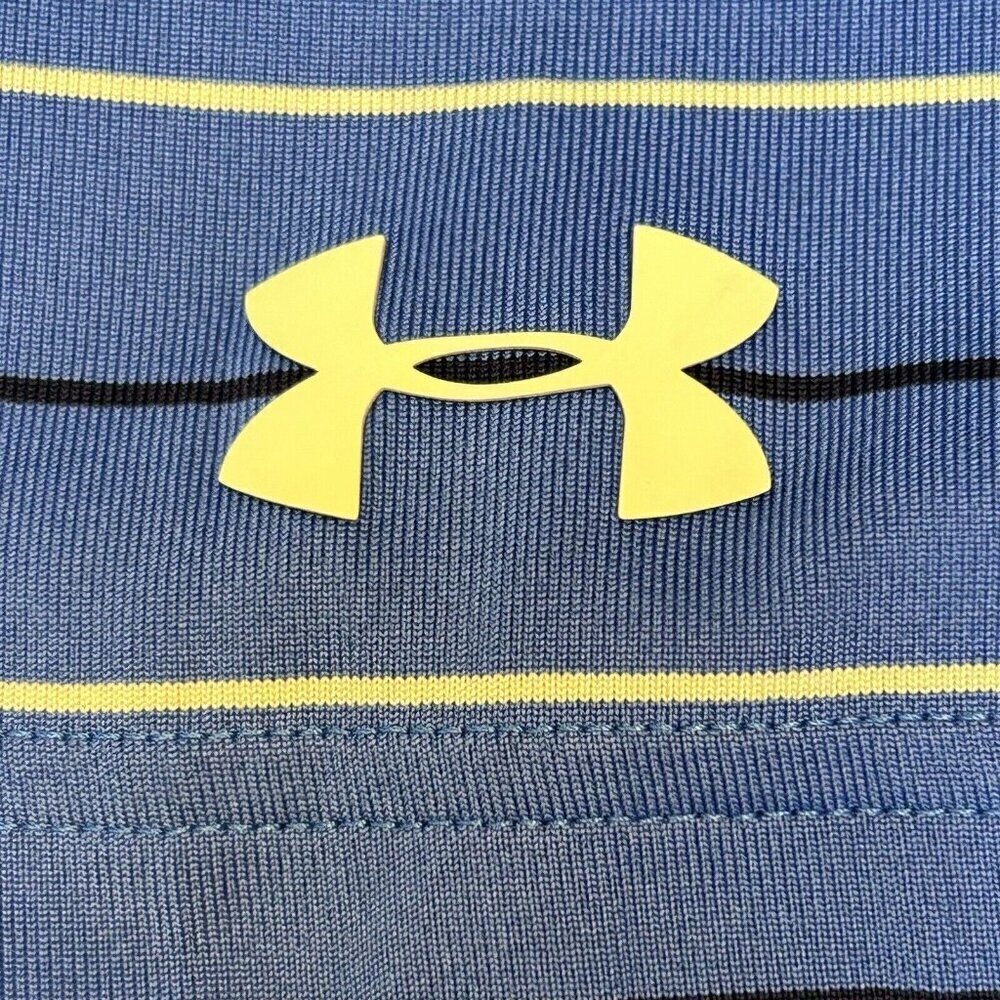 Under Armour Shirt Mens XL Performance Stripe Golf Polo Hayden Lake ID Heat Gear - Picture 5 of 15